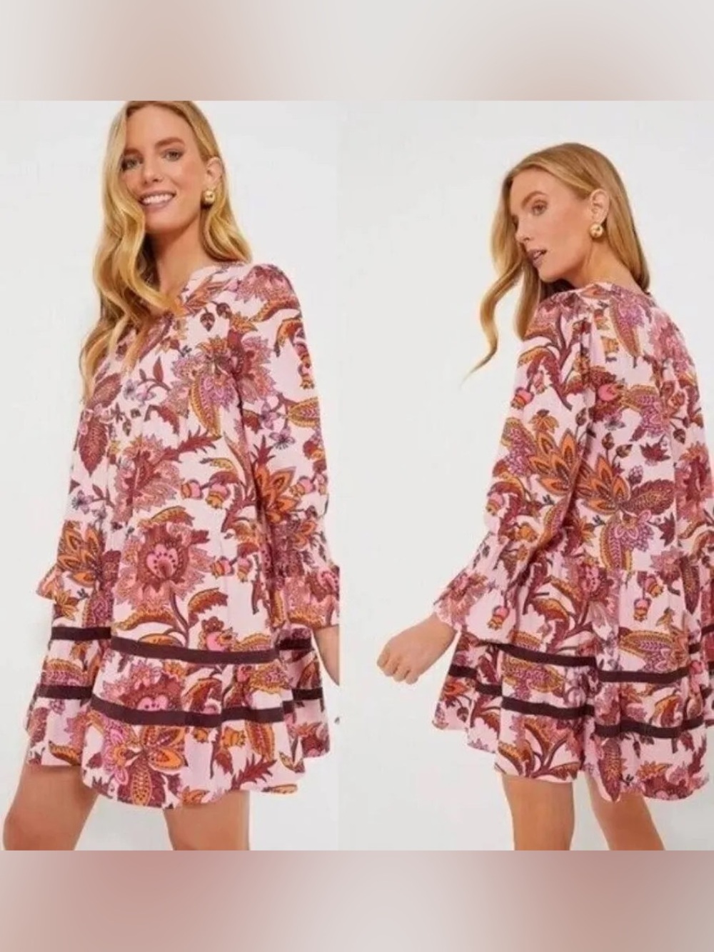 Tuckernuck Tnuck Beach Sunset Chintz Kenzo Size M Orange Pink Floral Mini Dress